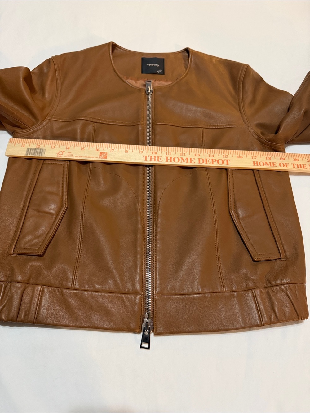 Theory Lamb Leather Zip-Front Bomber Jacket L Like New - Picture 5 of 9
